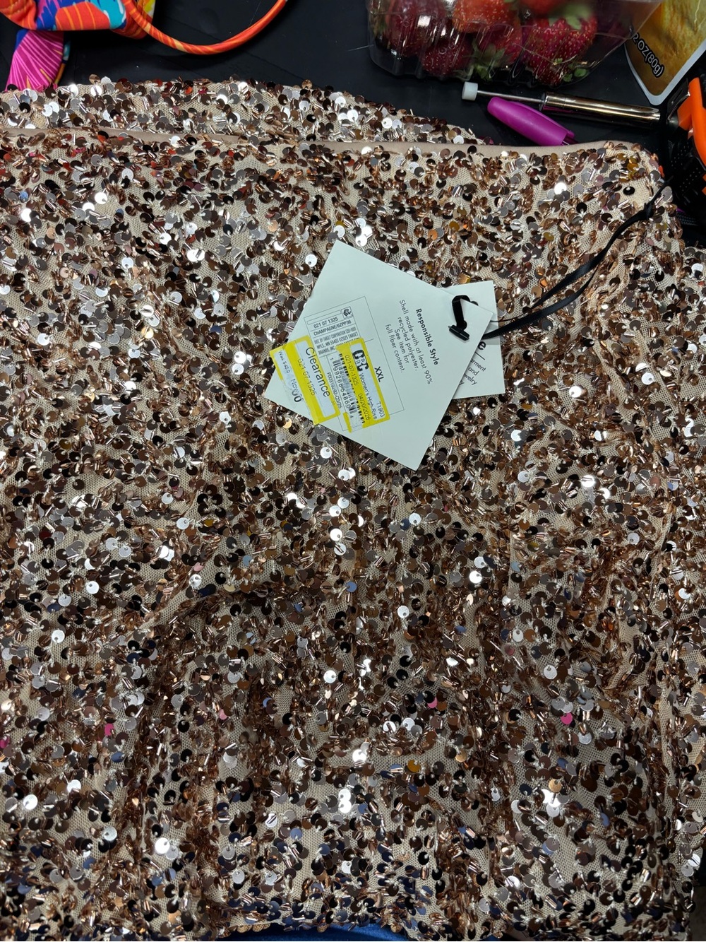 Ava & Viv Rose Gold Sequin Midi Pencil Skirt b140s - Picture 4 of 4